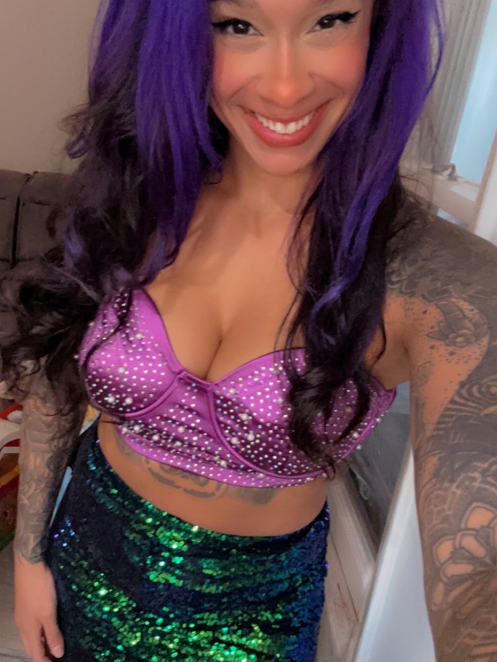 Little Mermaid inspired Rhinestone Bustier Bralette & mermaid sequin tulle skirt